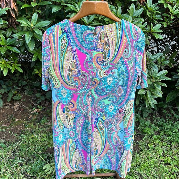 🕵️Host Pick🕵️Tommy Hilfiger pastel paisley print short sleeve tunic Size 14 - Picture 5 of 6